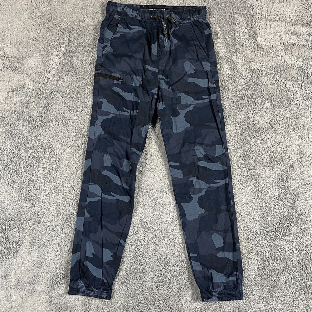 Iron Co Jogger Pants Womens Large Blue Camo Utility Elastic Waist Drawstring